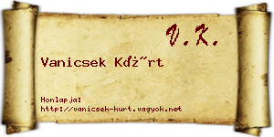 Vanicsek Kürt névjegykártya